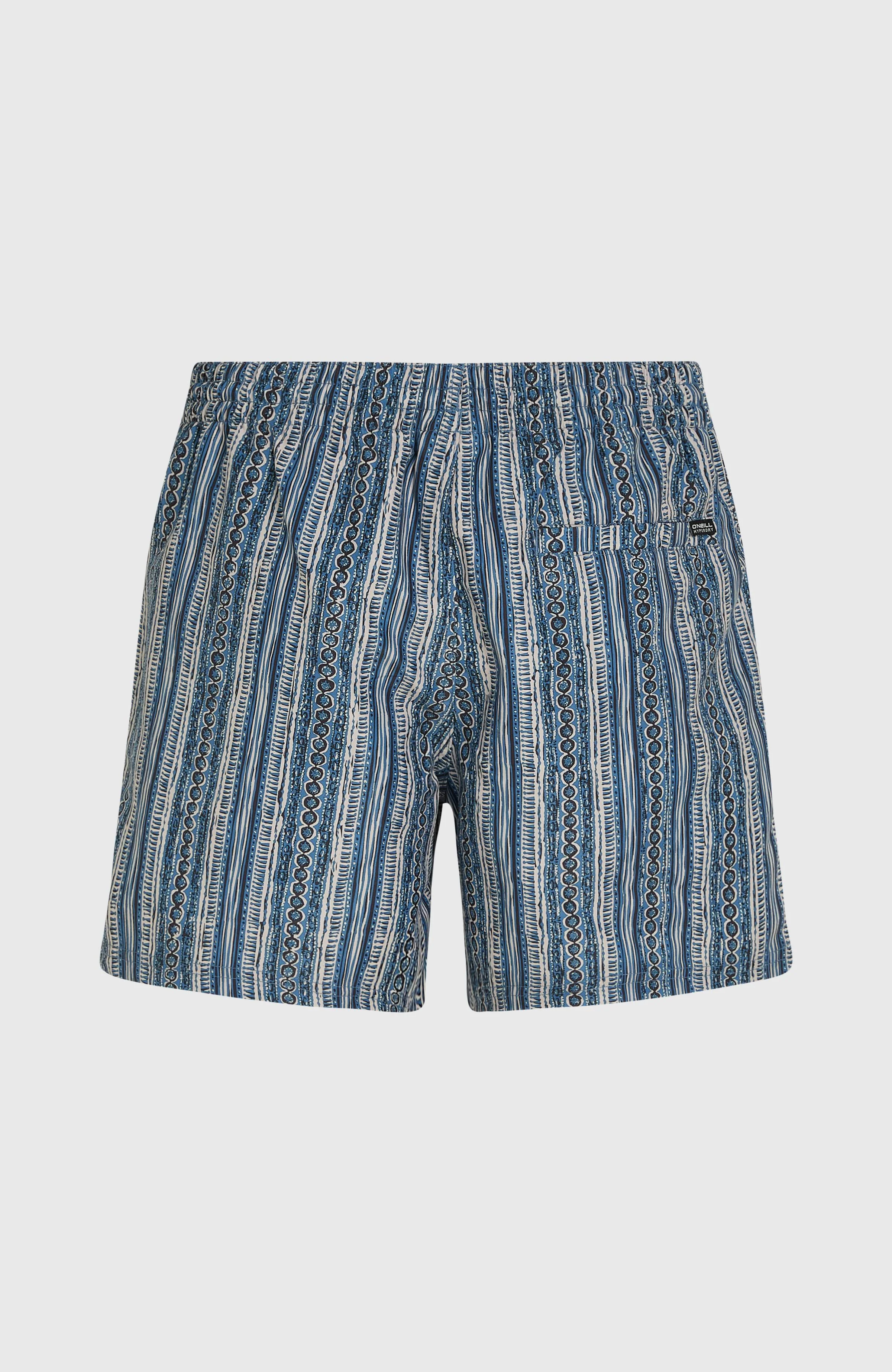 Cali Print 15'' zwembroek | Blue Pressed Lines - Image 6