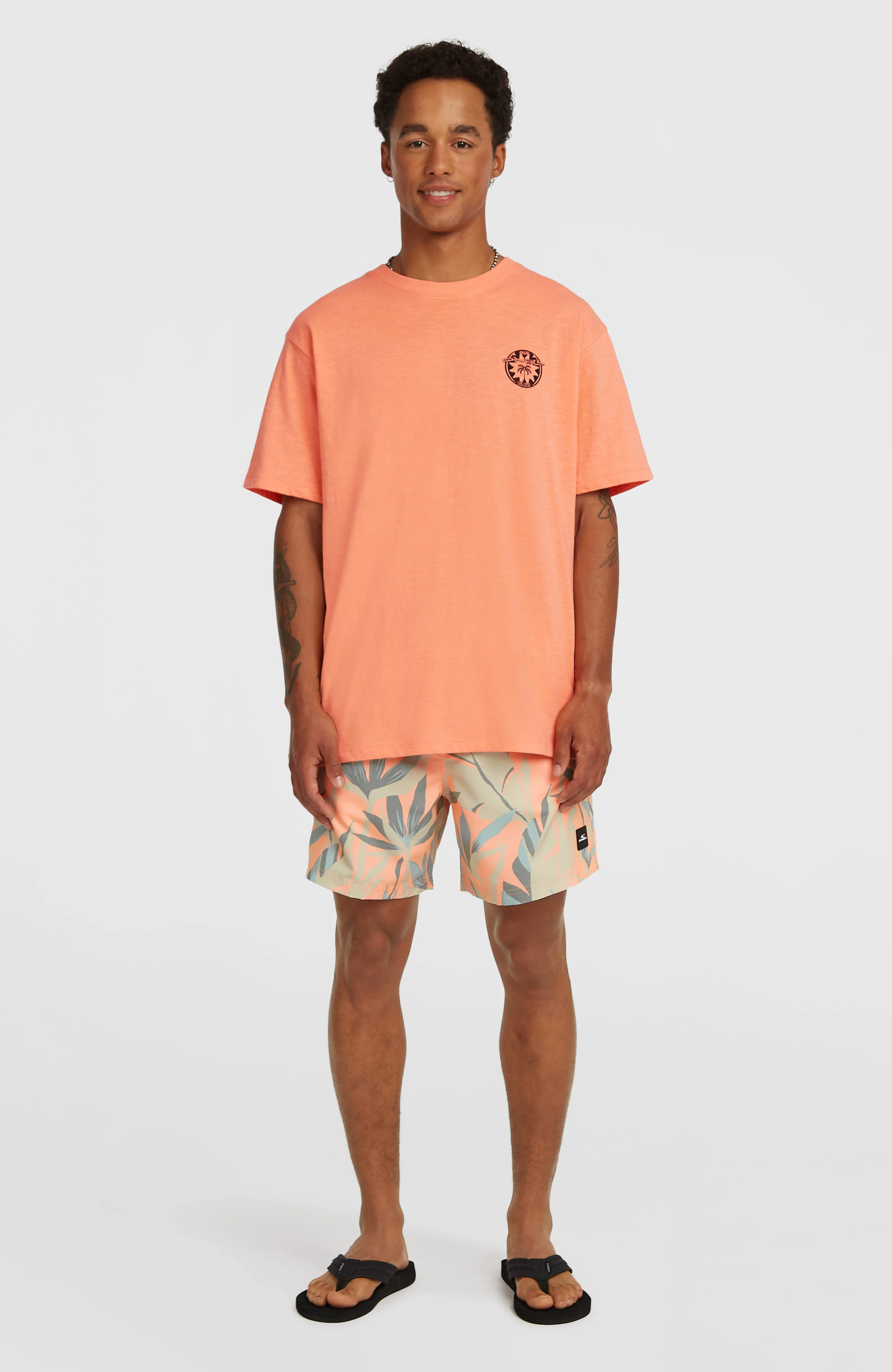 O'Neill Slub Back-Print T-shirt | Funky Peach - Image 4