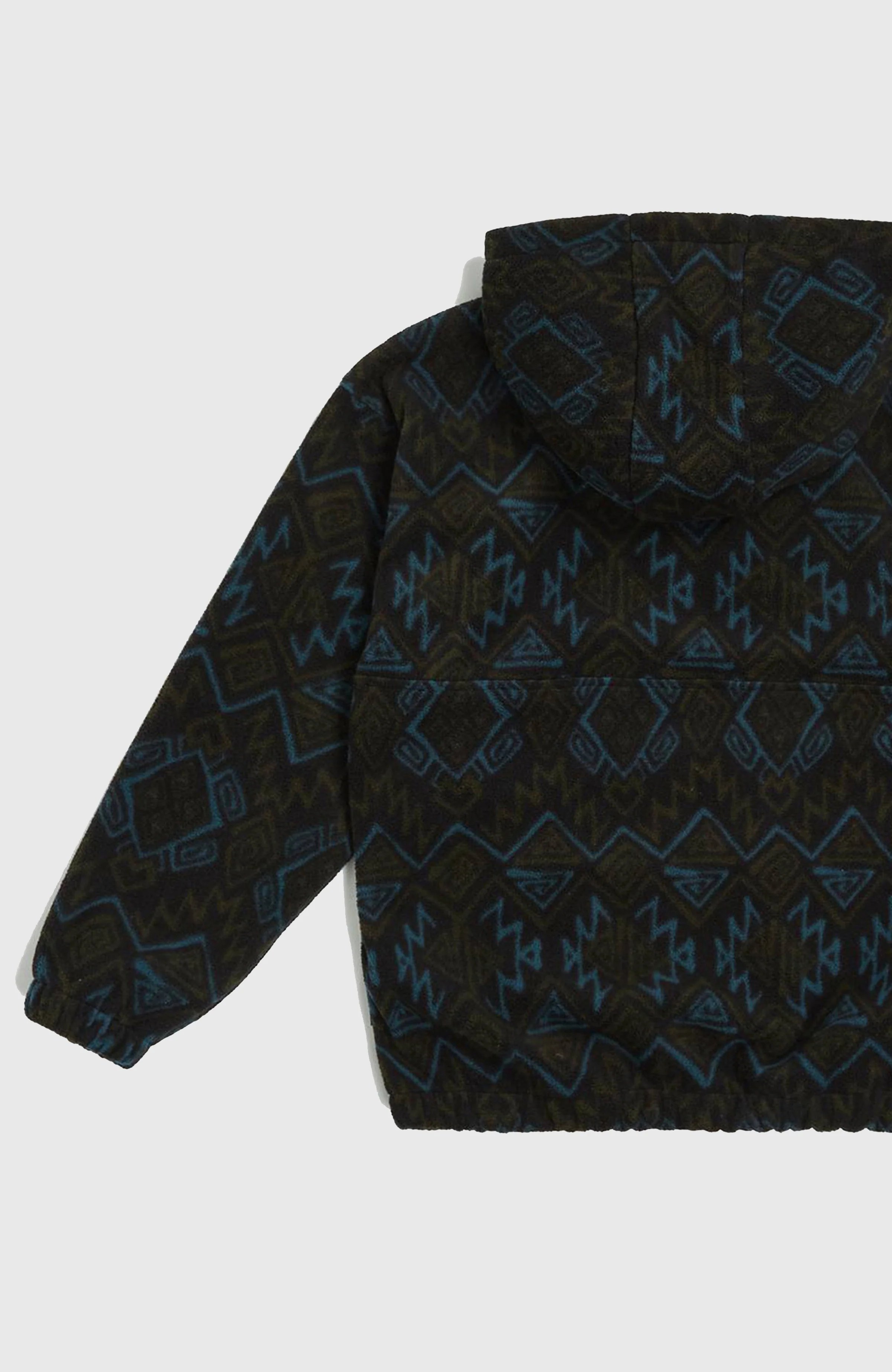 Superfleece hoodie met halve rits | Black Retro Ikat - Image 3