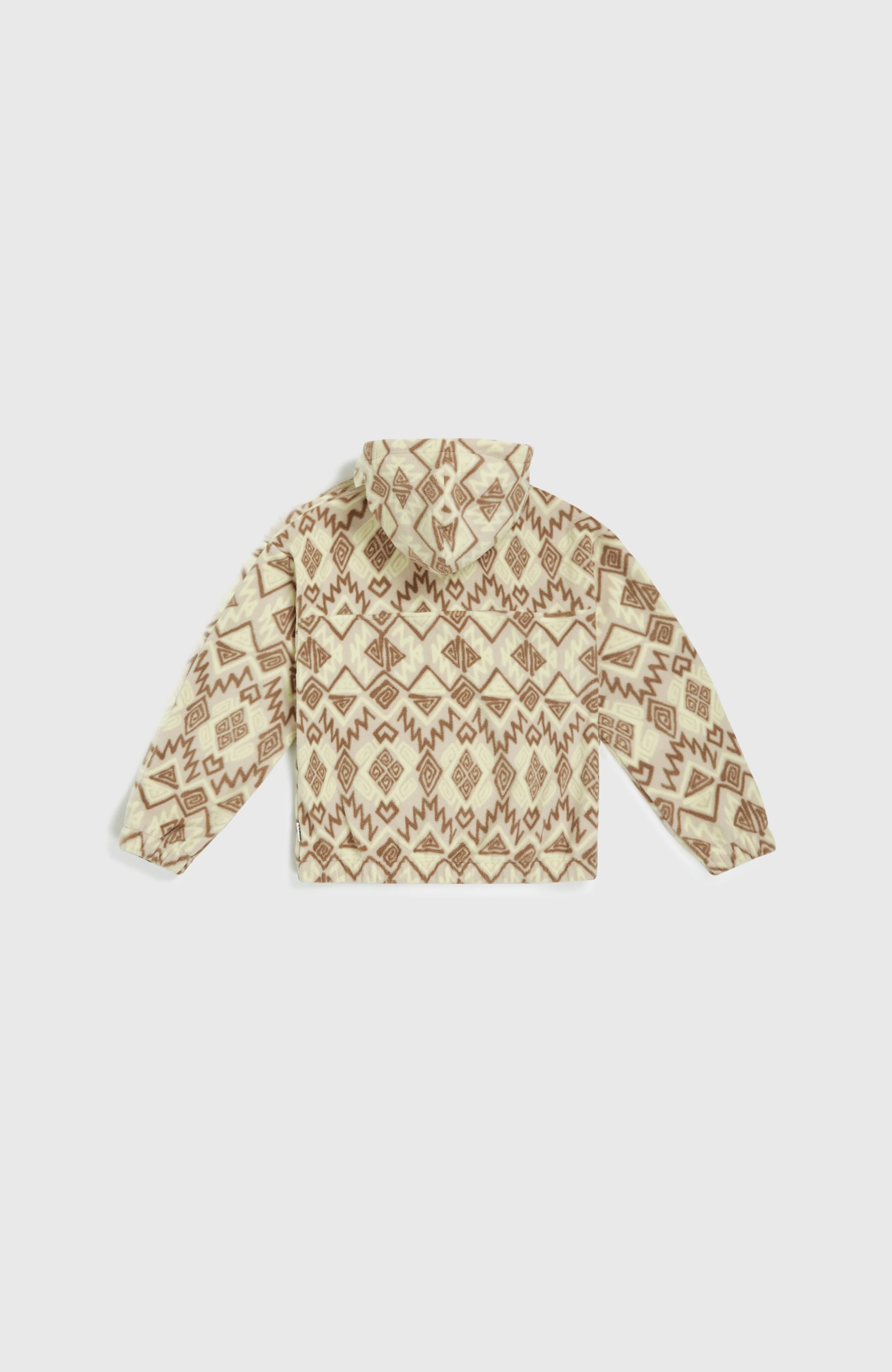 Superfleece hoodie met halve rits | Grey Retro Ikat - Image 6